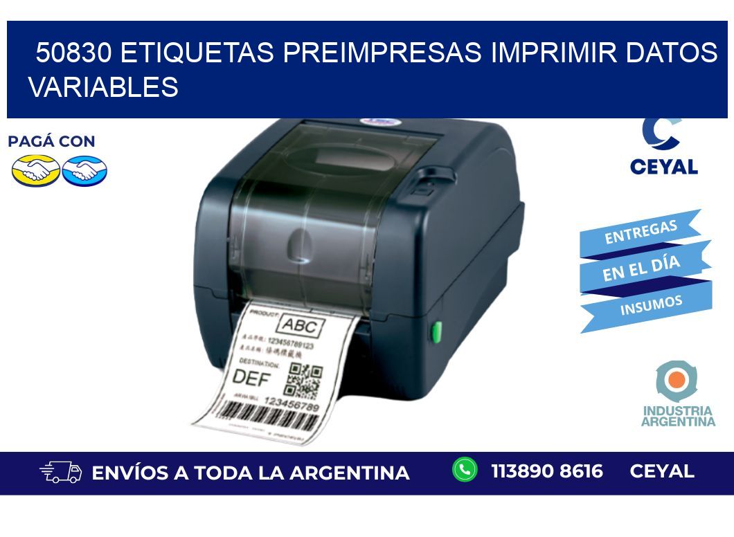 50830 Etiquetas preimpresas imprimir datos variables
