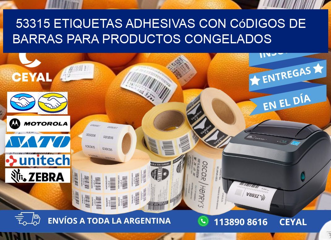 53315 Etiquetas adhesivas con códigos de barras para productos congelados