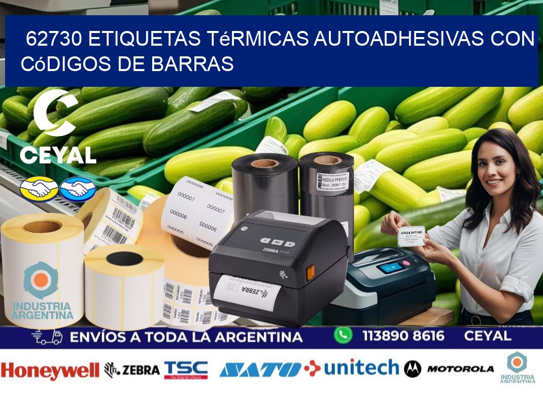 62730 Etiquetas térmicas autoadhesivas con códigos de barras