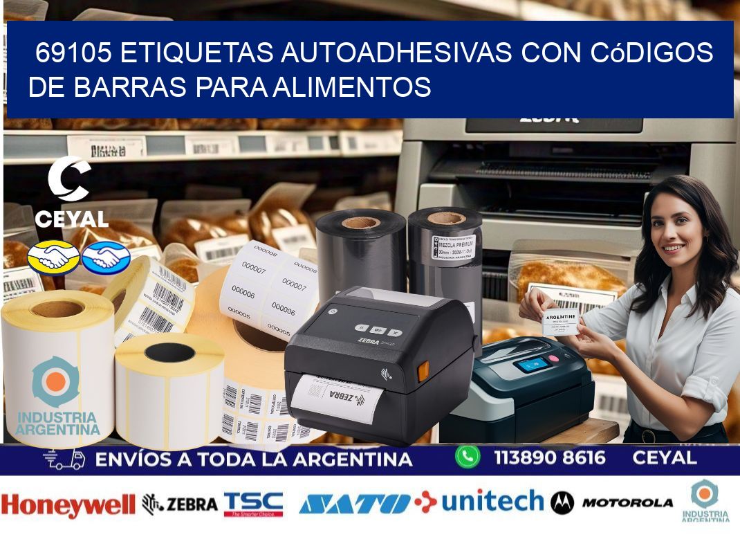 69105 Etiquetas autoadhesivas con códigos de barras para alimentos