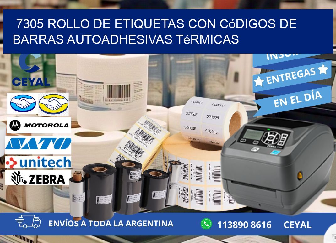 7305 Rollo de etiquetas con códigos de barras autoadhesivas térmicas
