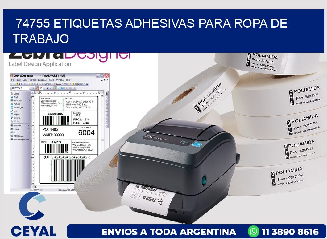 74755 Etiquetas adhesivas para ropa de trabajo