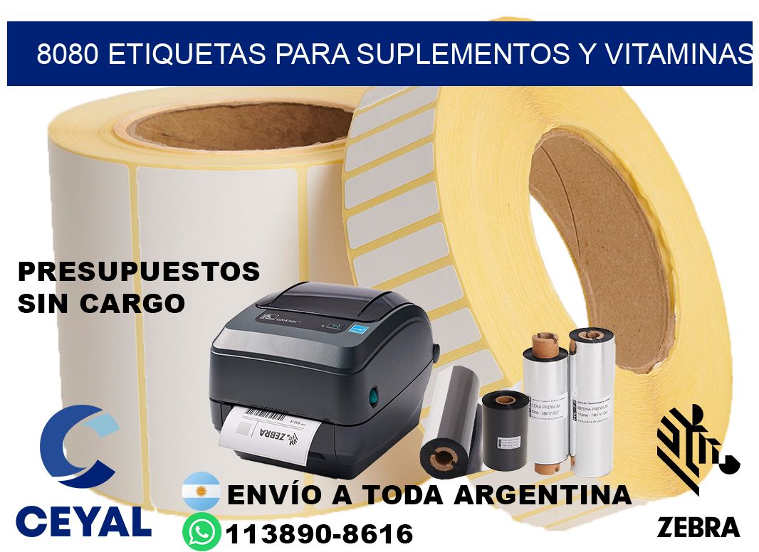 8080 Etiquetas para suplementos y vitaminas