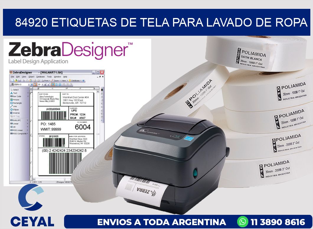 84920 Etiquetas de tela para lavado de ropa
