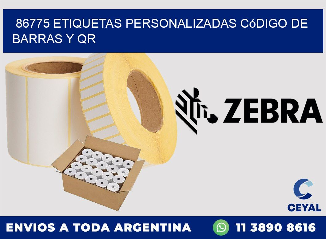 86775 etiquetas personalizadas código de barras y QR