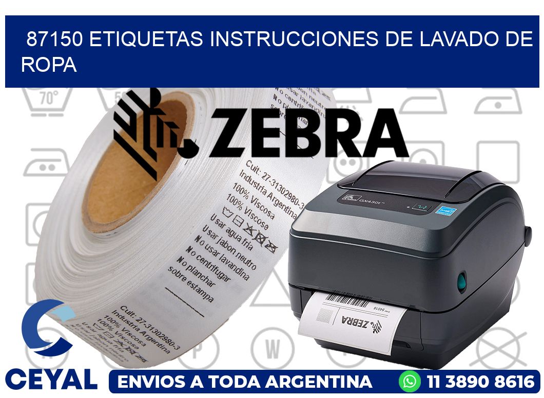 87150 etiquetas instrucciones de lavado de ropa