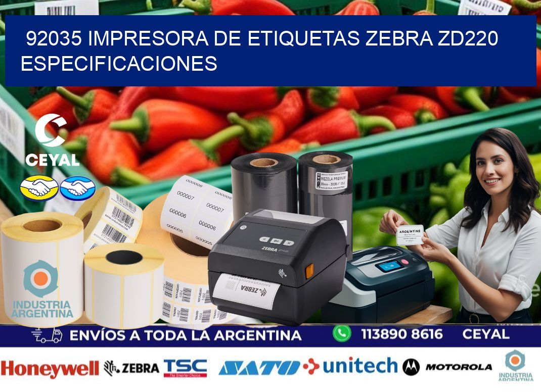 92035 impresora de etiquetas Zebra ZD220 especificaciones