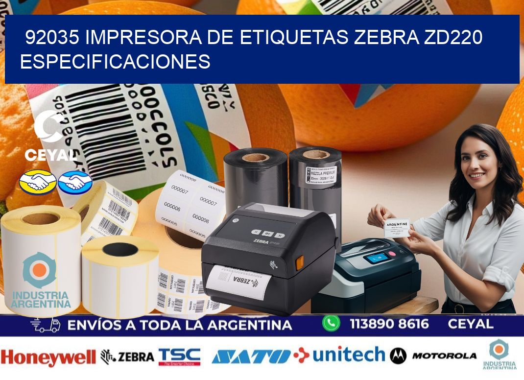 92035 impresora de etiquetas Zebra ZD220 especificaciones