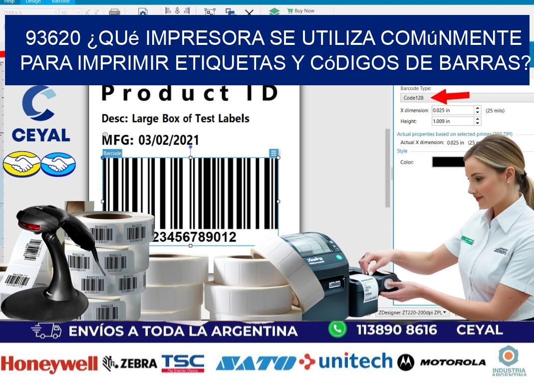 93620 ¿Qué impresora se utiliza comúnmente para imprimir etiquetas y códigos de barras?