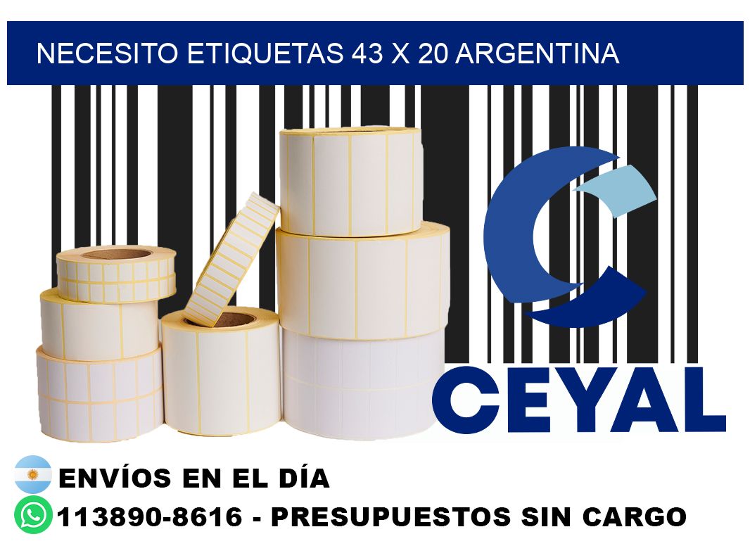 Necesito etiquetas 43 x 20 argentina