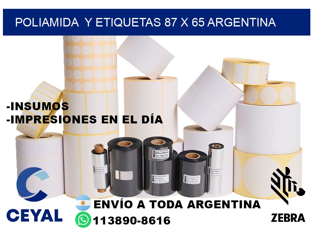 Poliamida  y etiquetas 87 x 65 argentina