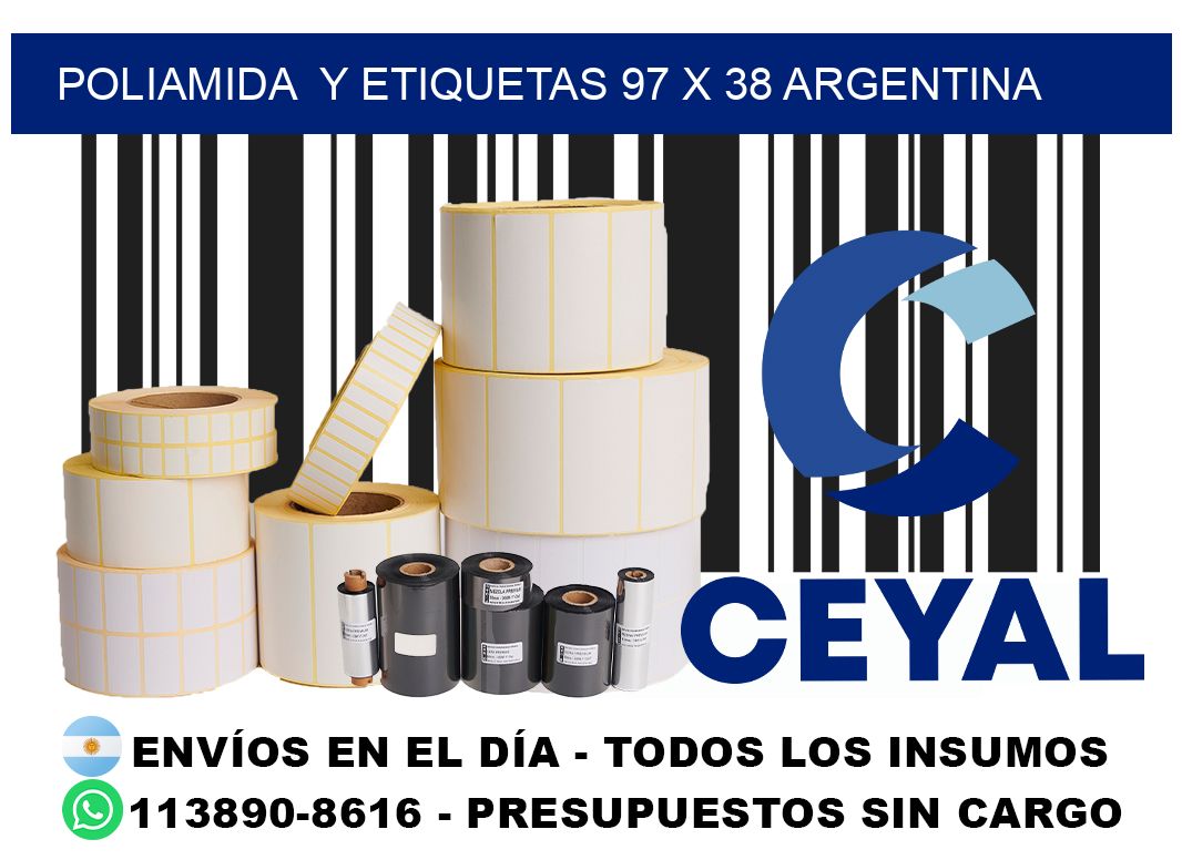 Poliamida  y etiquetas 97 x 38 argentina