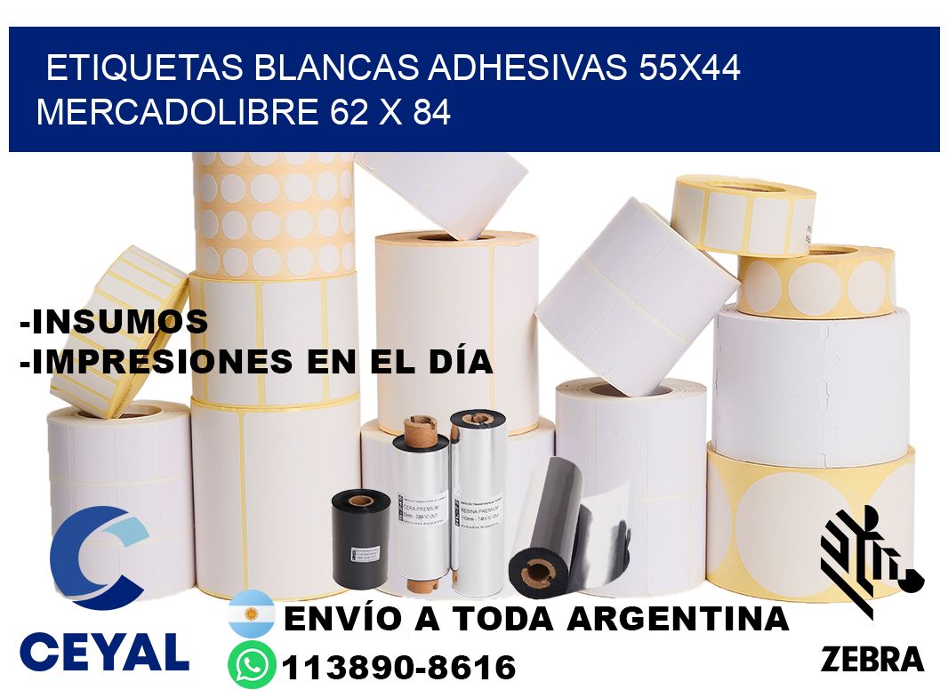 etiquetas blancas adhesivas 55x44 mercadolibre 62 x 84