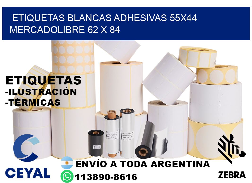 etiquetas blancas adhesivas 55x44 mercadolibre 62 x 84