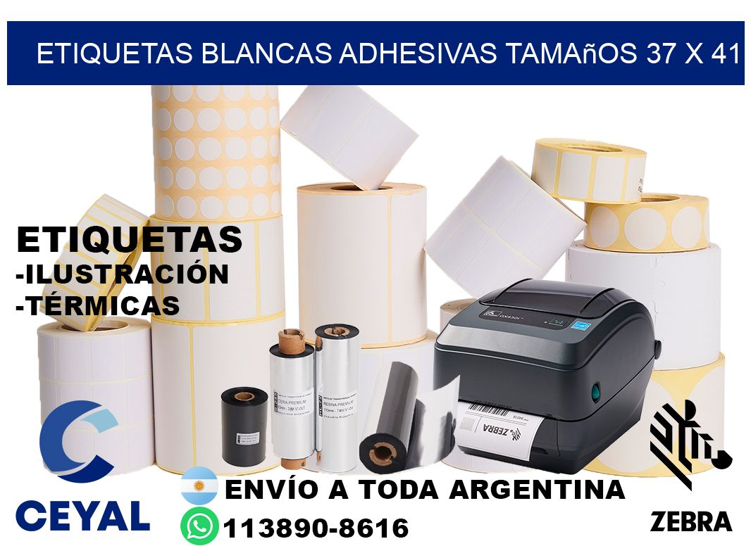 etiquetas blancas adhesivas tamaños 37 x 41
