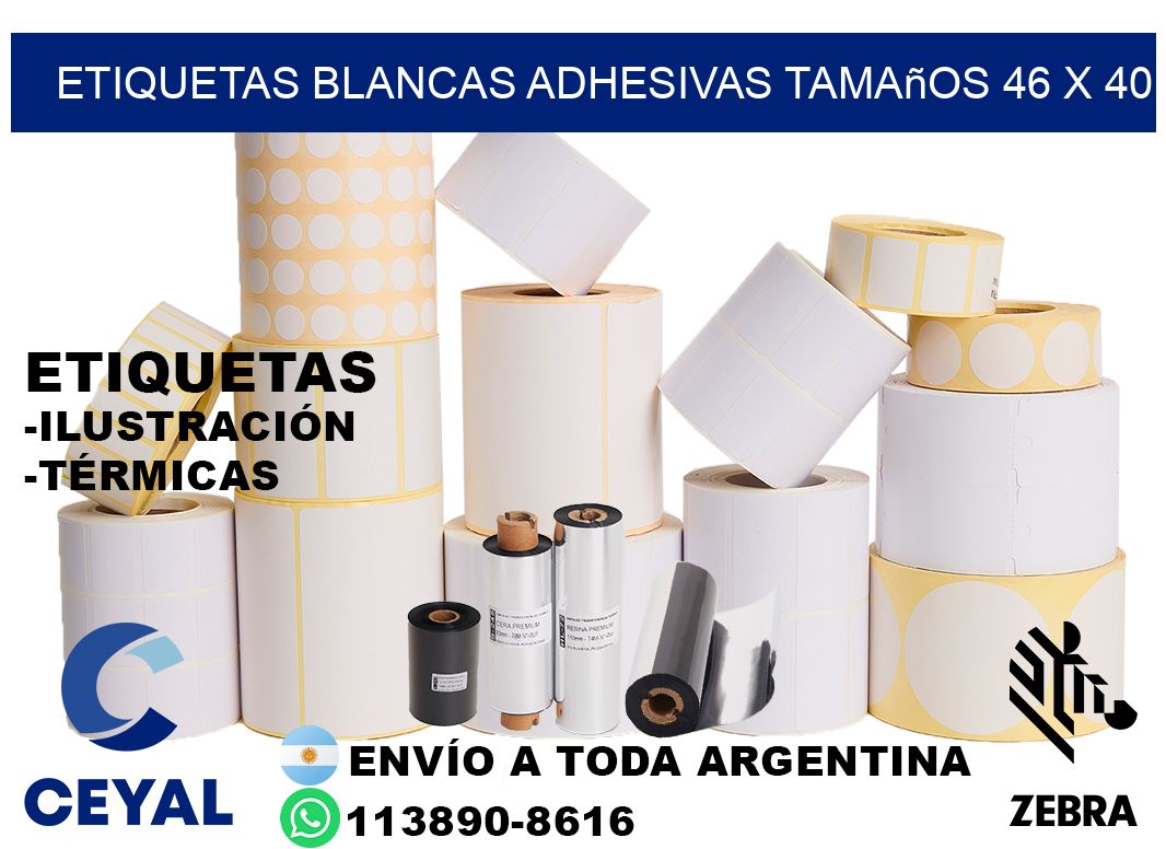 etiquetas blancas adhesivas tamaños 46 x 40