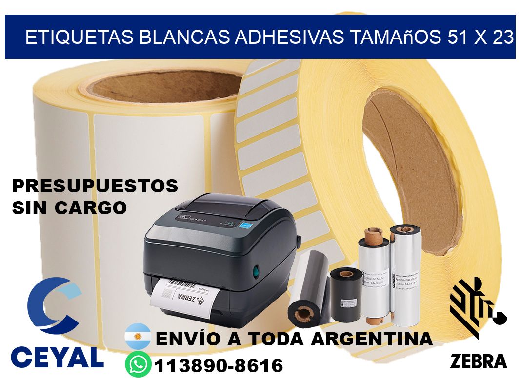 etiquetas blancas adhesivas tamaños 51 x 23