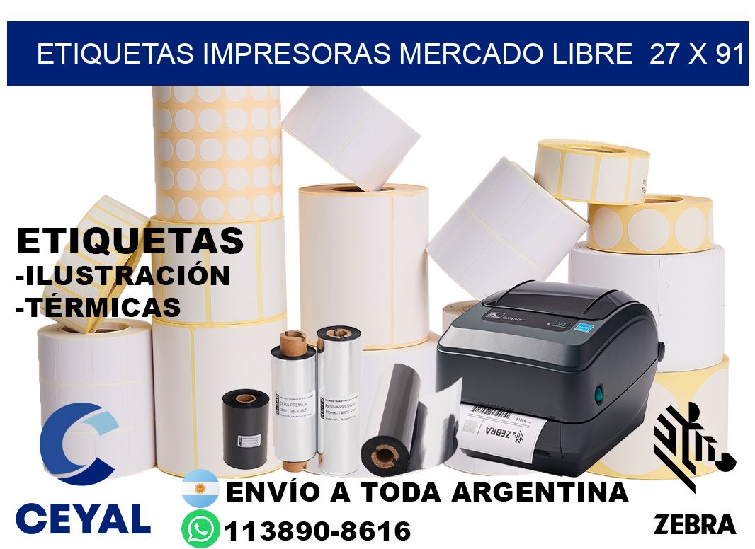 etiquetas impresoras mercado libre  27 x 91