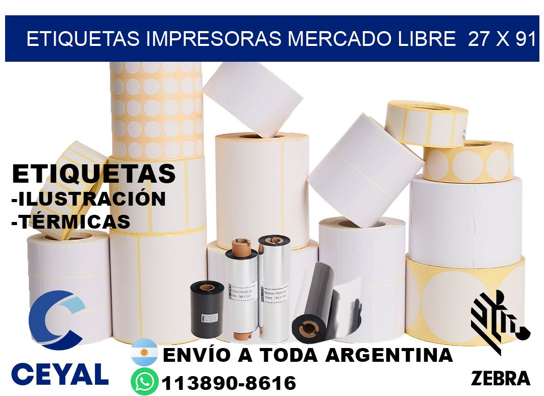 etiquetas impresoras mercado libre  27 x 91