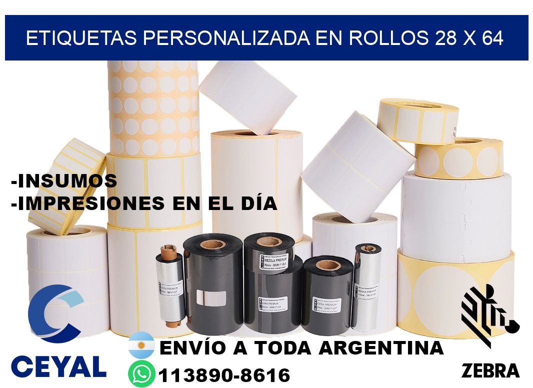 etiquetas personalizada en rollos 28 x 64