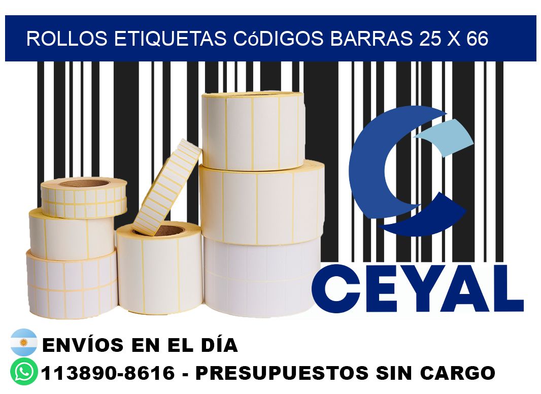 rollos etiquetas códigos barras 25 x 66