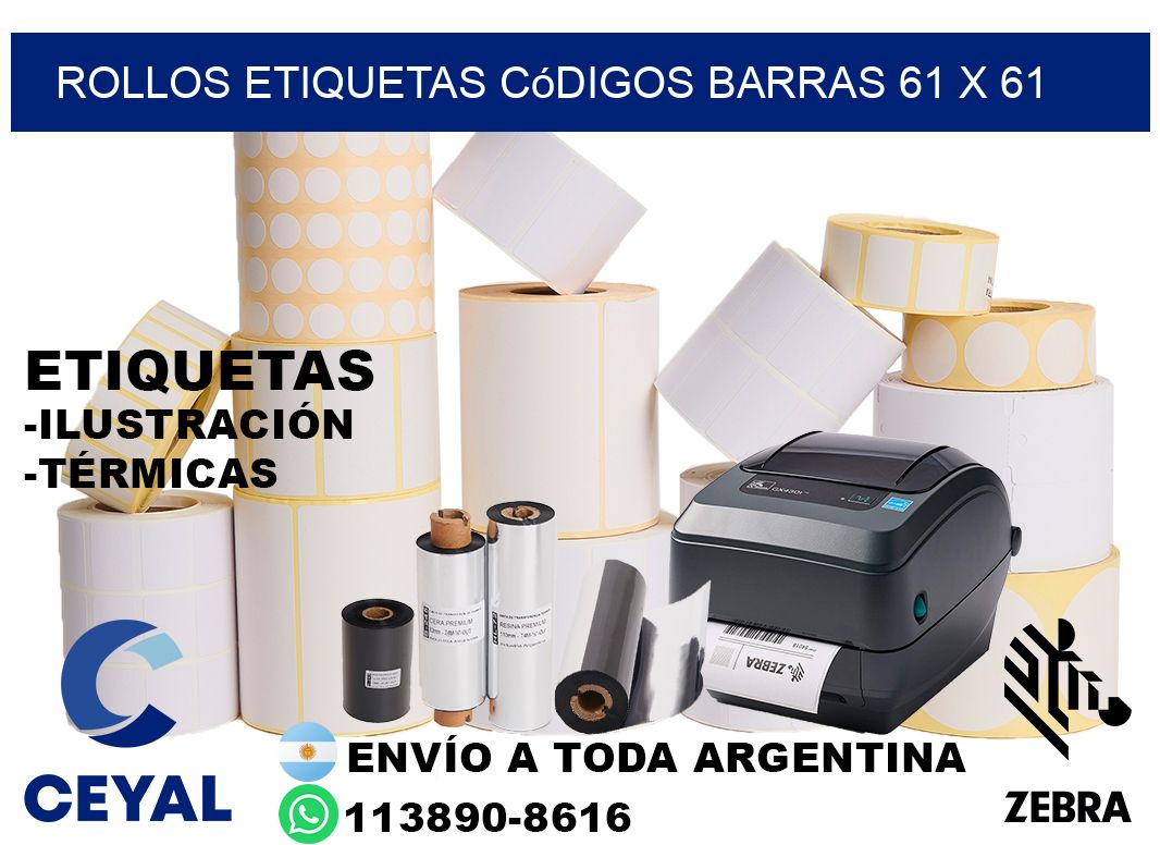 rollos etiquetas códigos barras 61 x 61