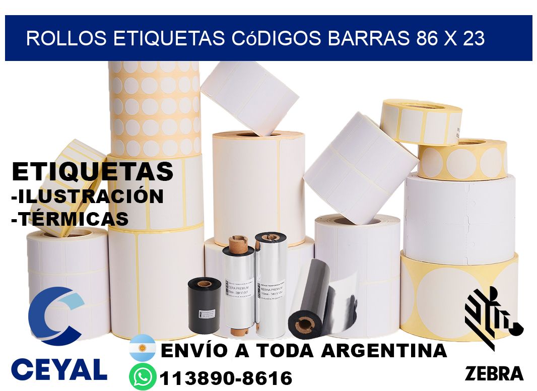rollos etiquetas códigos barras 86 x 23