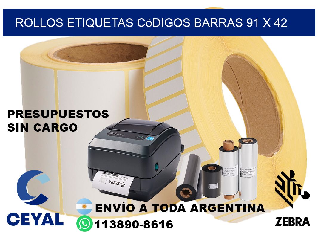 rollos etiquetas códigos barras 91 x 42