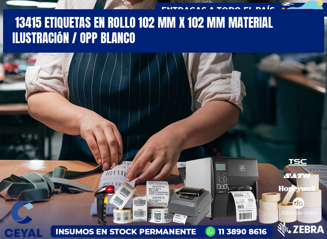 13415 Etiquetas en rollo 102 mm x 102 mm material Ilustración / OPP Blanco