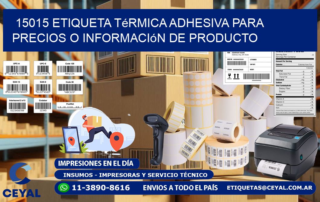 15015 Etiqueta térmica adhesiva para precios o información de producto
