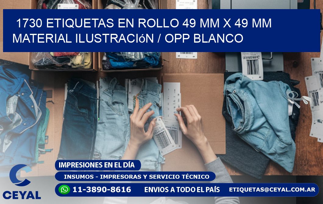 1730 Etiquetas en rollo 49 mm x 49 mm material Ilustración / OPP Blanco