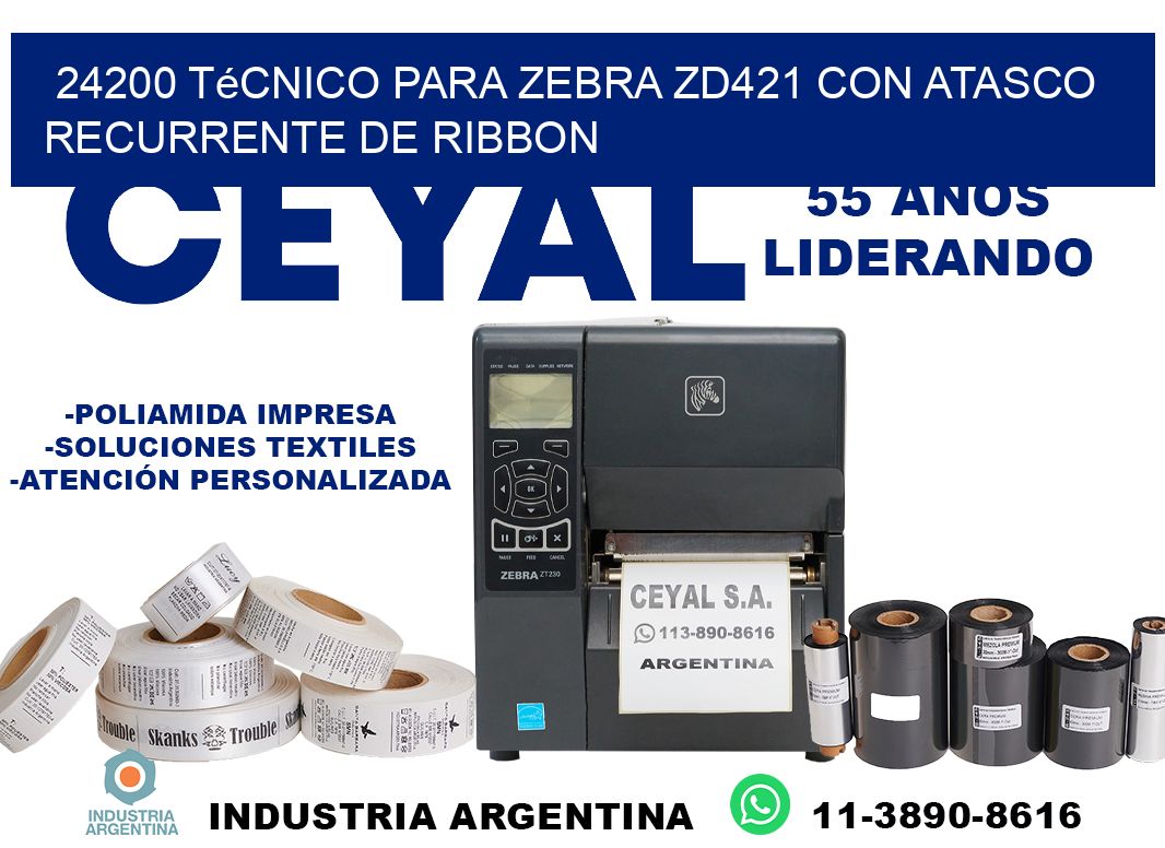 24200 técnico para zebra zd421 con atasco recurrente de ribbon