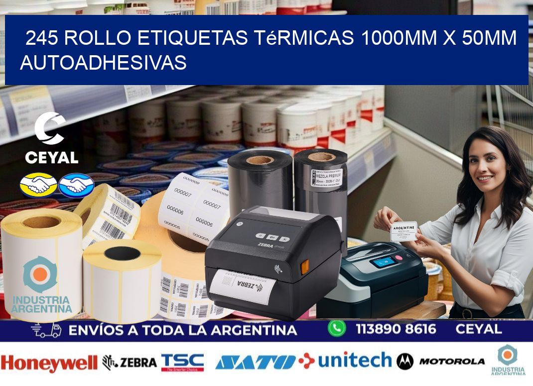 245 Rollo Etiquetas Térmicas 1000mm X 50mm Autoadhesivas