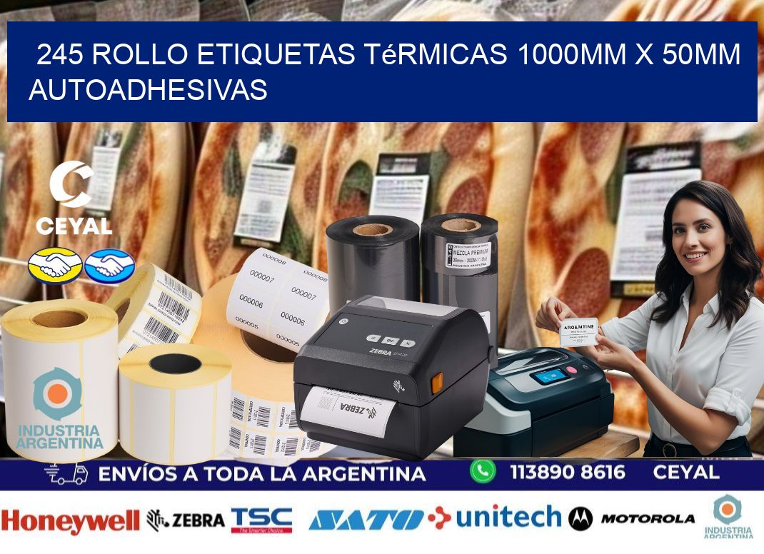 245 Rollo Etiquetas Térmicas 1000mm X 50mm Autoadhesivas
