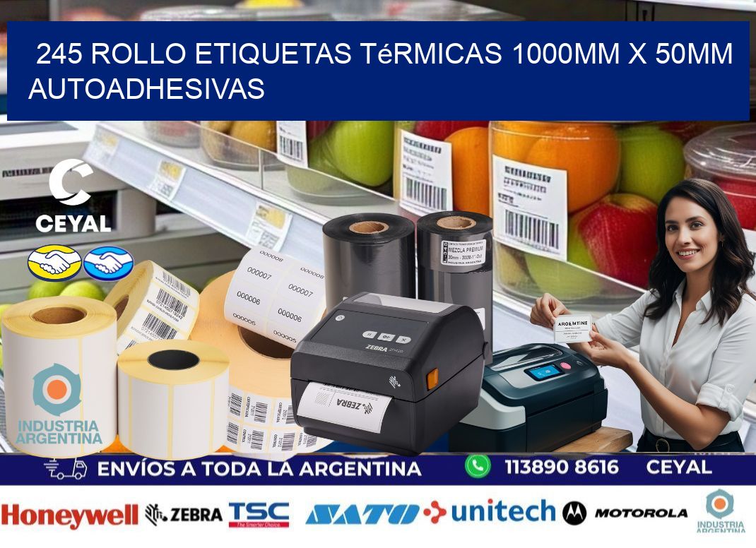 245 Rollo Etiquetas Térmicas 1000mm X 50mm Autoadhesivas