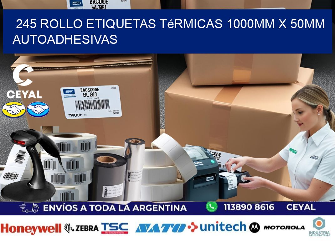 245 Rollo Etiquetas Térmicas 1000mm X 50mm Autoadhesivas