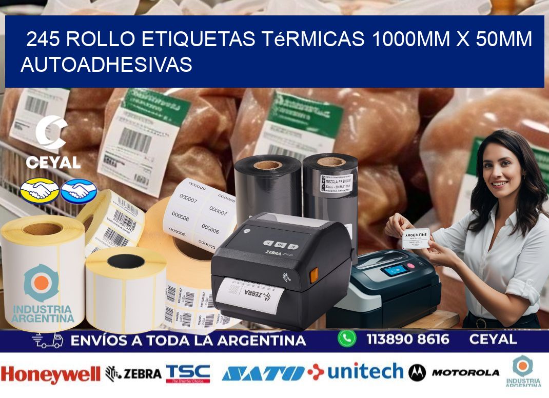 245 Rollo Etiquetas Térmicas 1000mm X 50mm Autoadhesivas