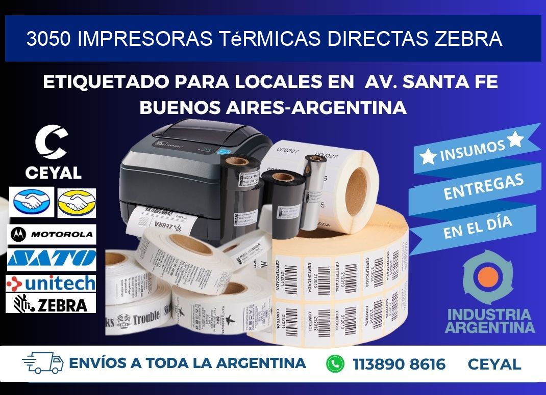 3050 impresoras térmicas directas zebra