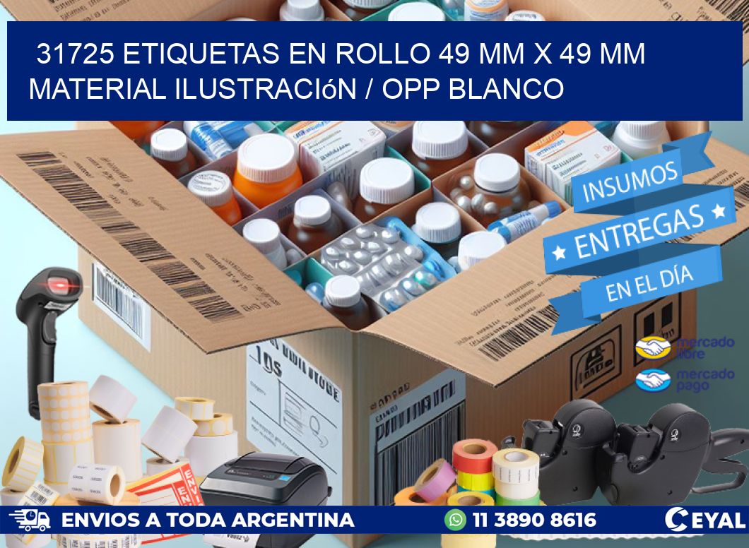 31725 Etiquetas en rollo 49 mm x 49 mm material Ilustración / OPP Blanco