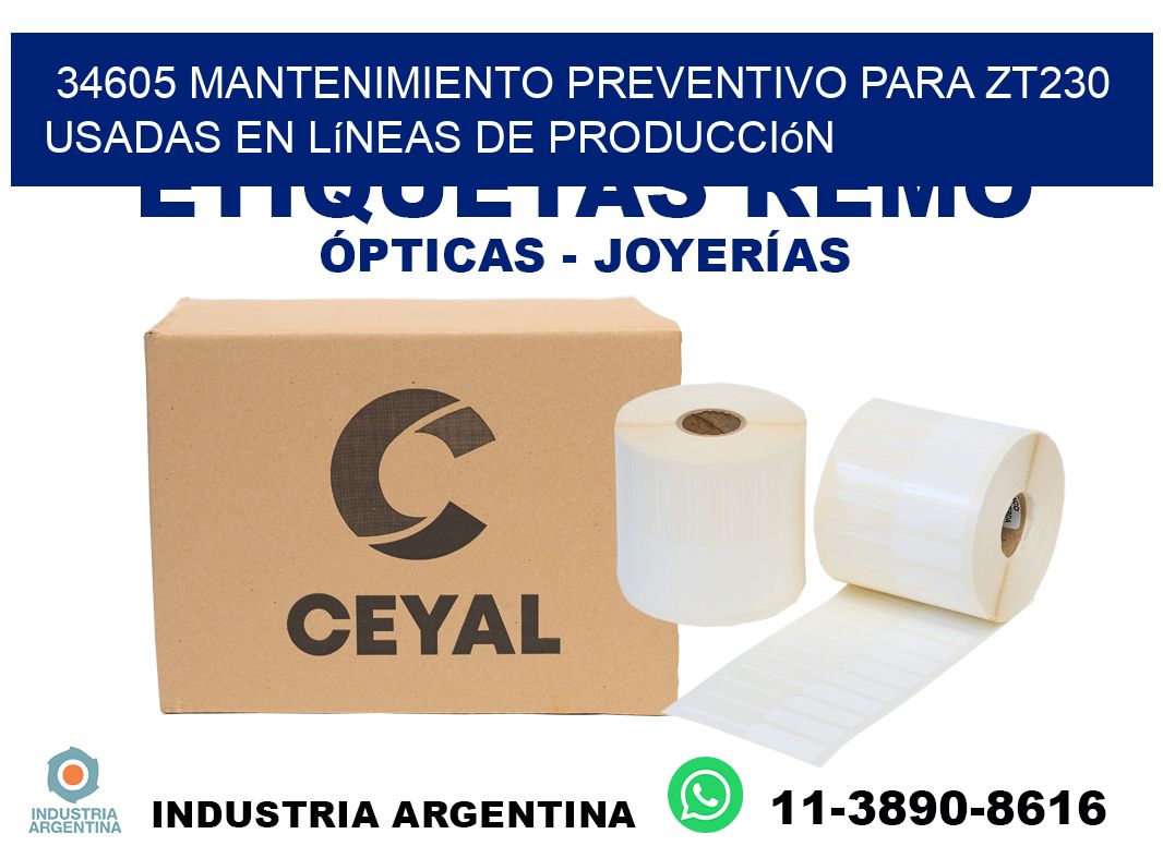 34605 mantenimiento preventivo para zt230 usadas en líneas de producción