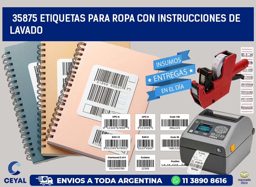 35875 etiquetas para ropa con instrucciones de lavado