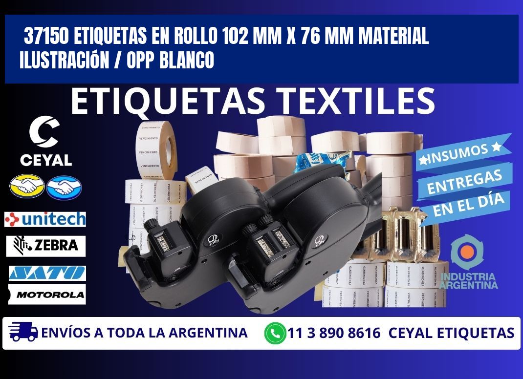 37150 Etiquetas en rollo 102 mm x 76 mm material Ilustración / OPP Blanco
