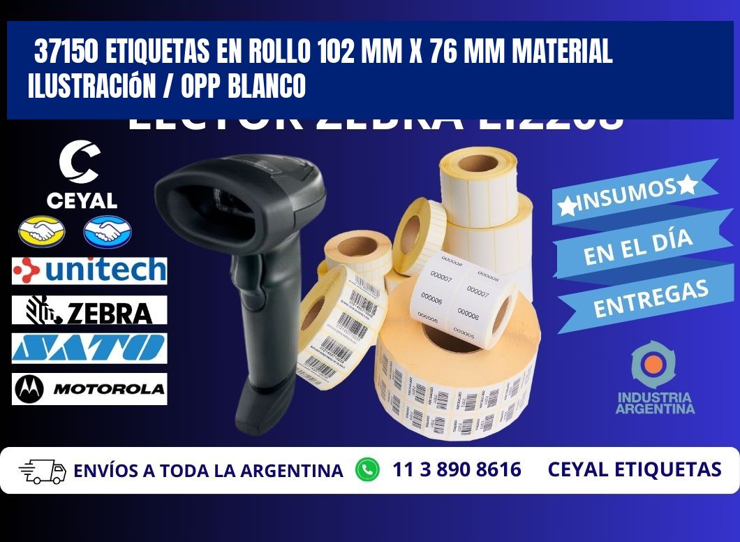 37150 Etiquetas en rollo 102 mm x 76 mm material Ilustración / OPP Blanco