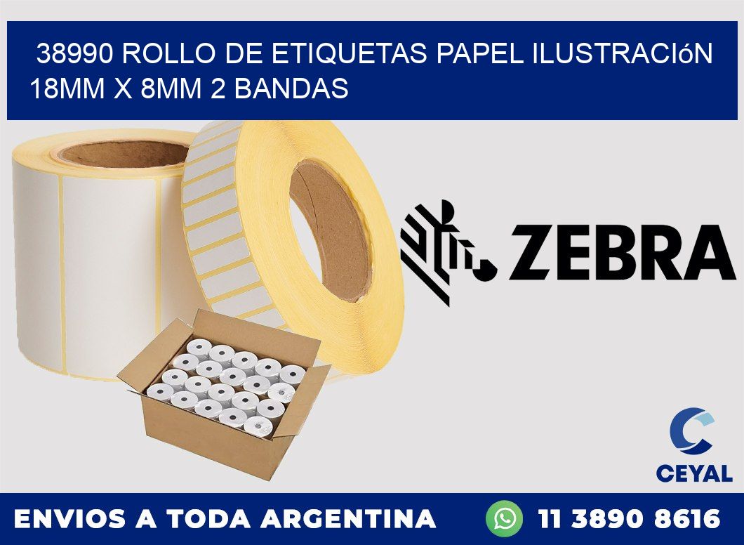 38990 Rollo de Etiquetas Papel Ilustración 18mm x 8mm 2 Bandas
