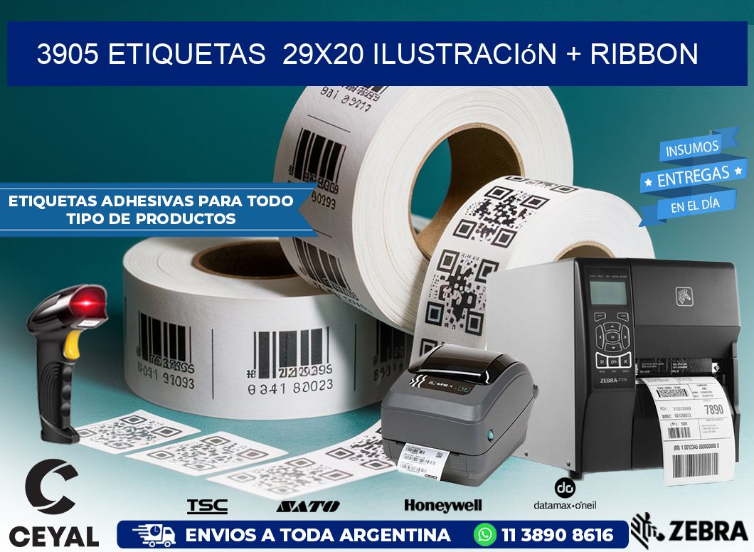 3905 etiquetas  29x20 ilustración + ribbon