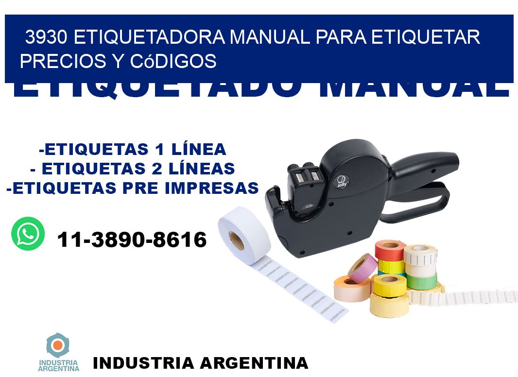 3930 etiquetadora manual para etiquetar precios y códigos
