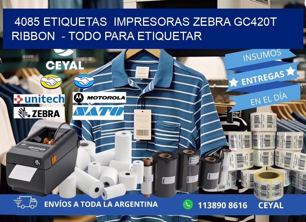 4085 etiquetas  impresoras zebra gc420t ribbon  - Todo para Etiquetar