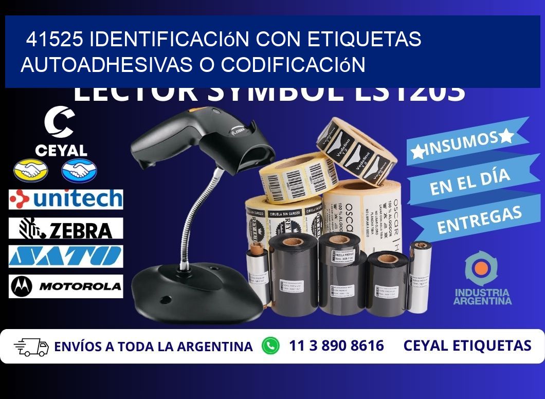 41525 identificación con etiquetas autoadhesivas o codificación
