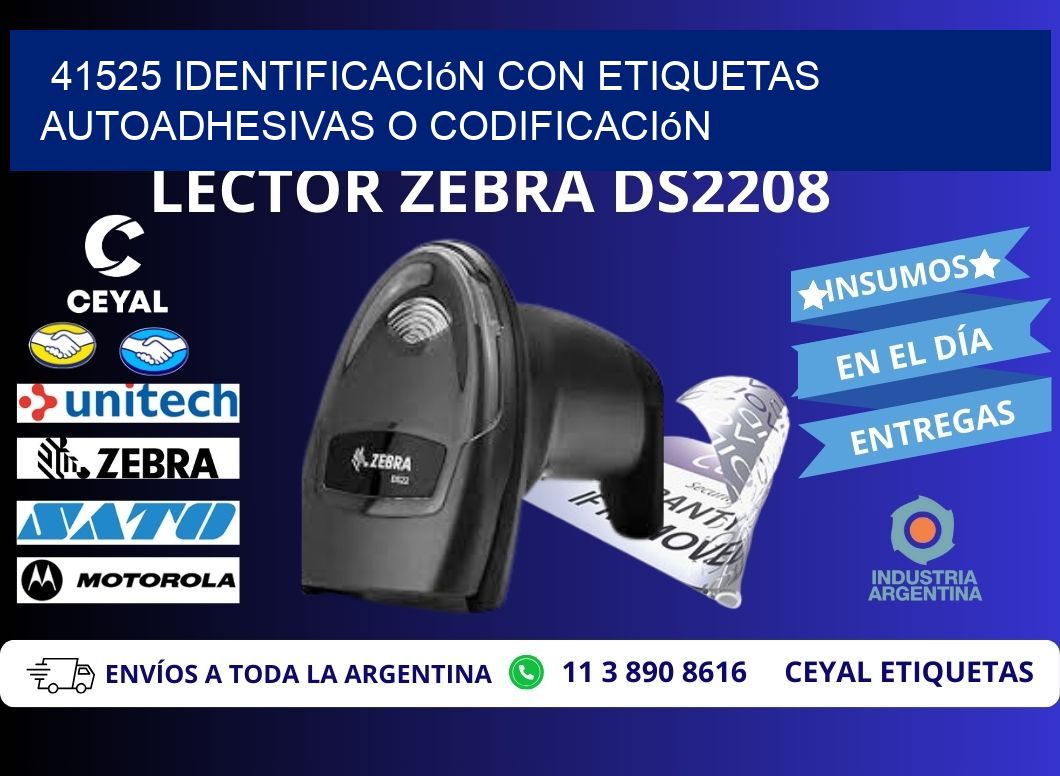 41525 identificación con etiquetas autoadhesivas o codificación