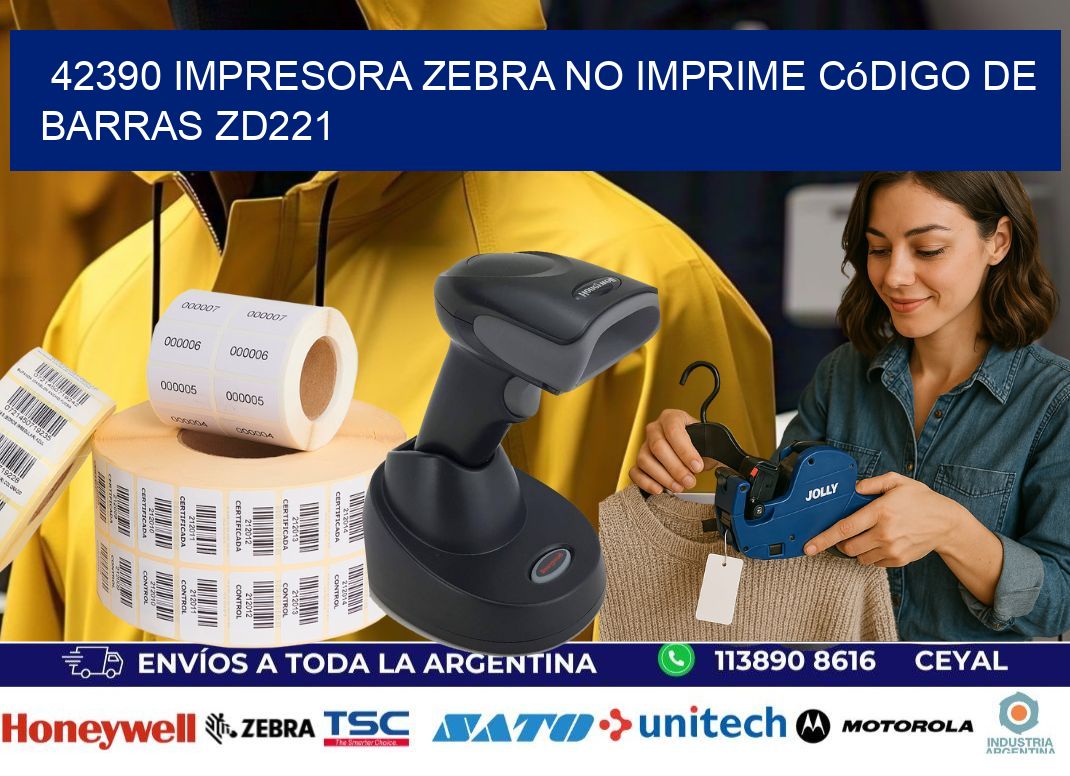 42390 impresora Zebra no imprime código de barras ZD221